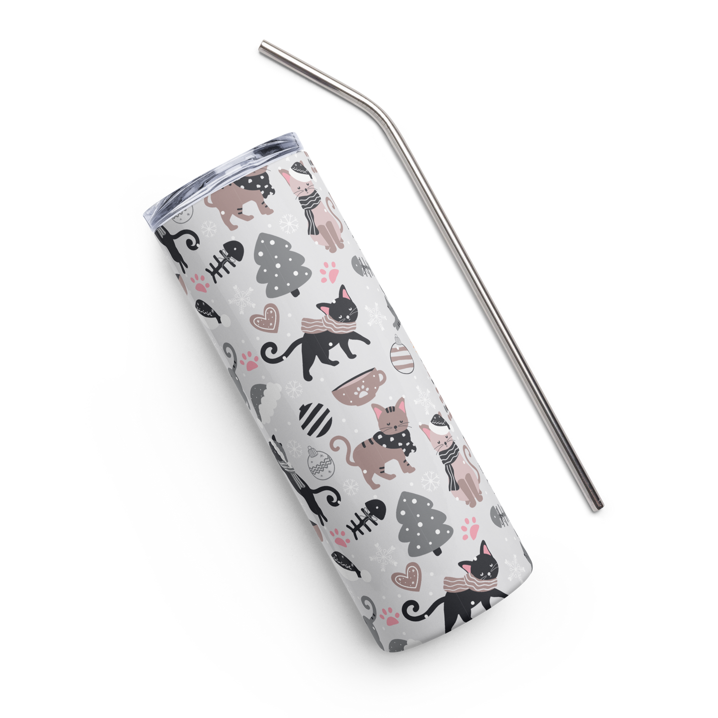 Winter Christmas Cat | Seamless Patterns | Stainless Steel Tumbler - #6