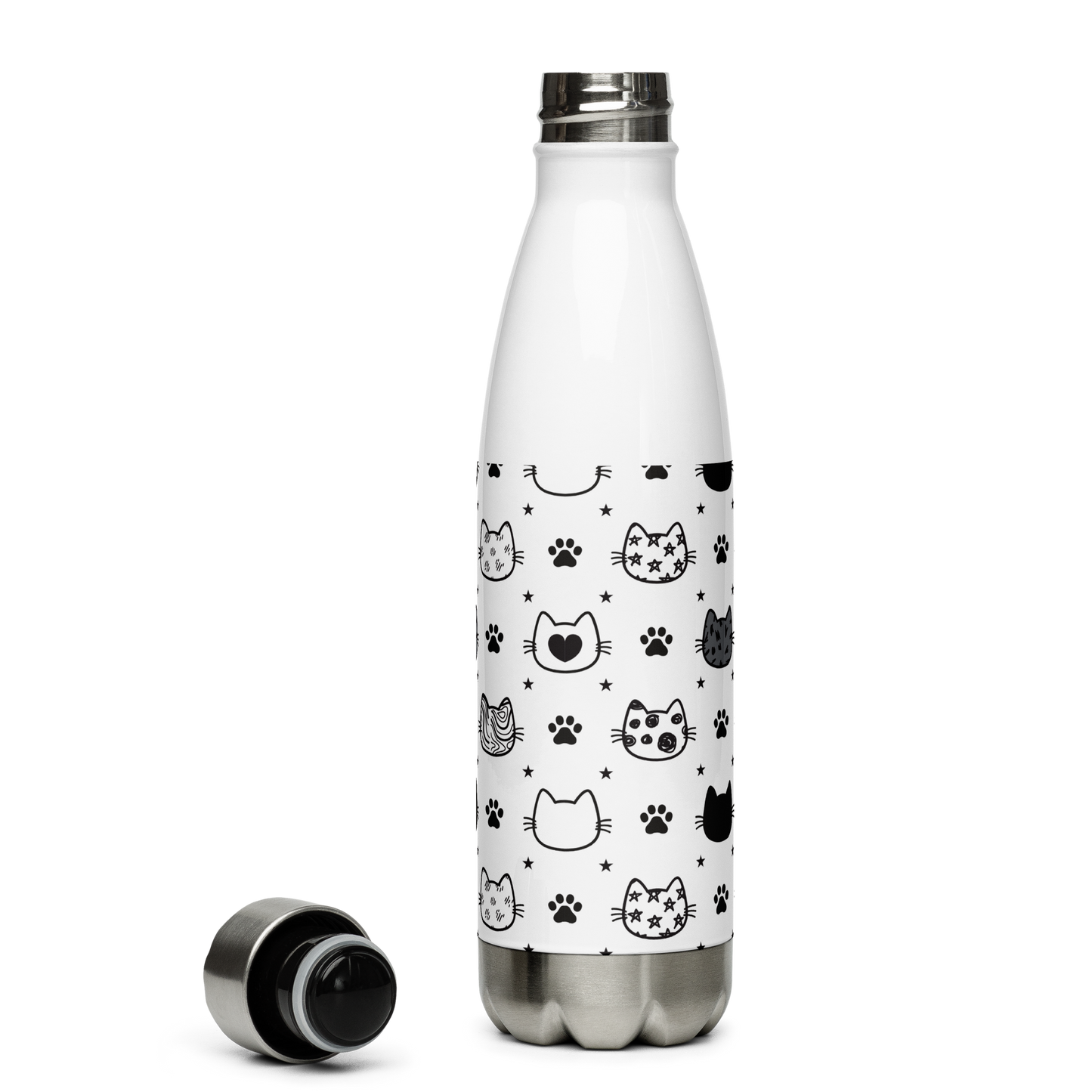 Cat Seamless Pattern Batch 01 | Seamless Patterns | Stainless Steel Water Bottle - #4