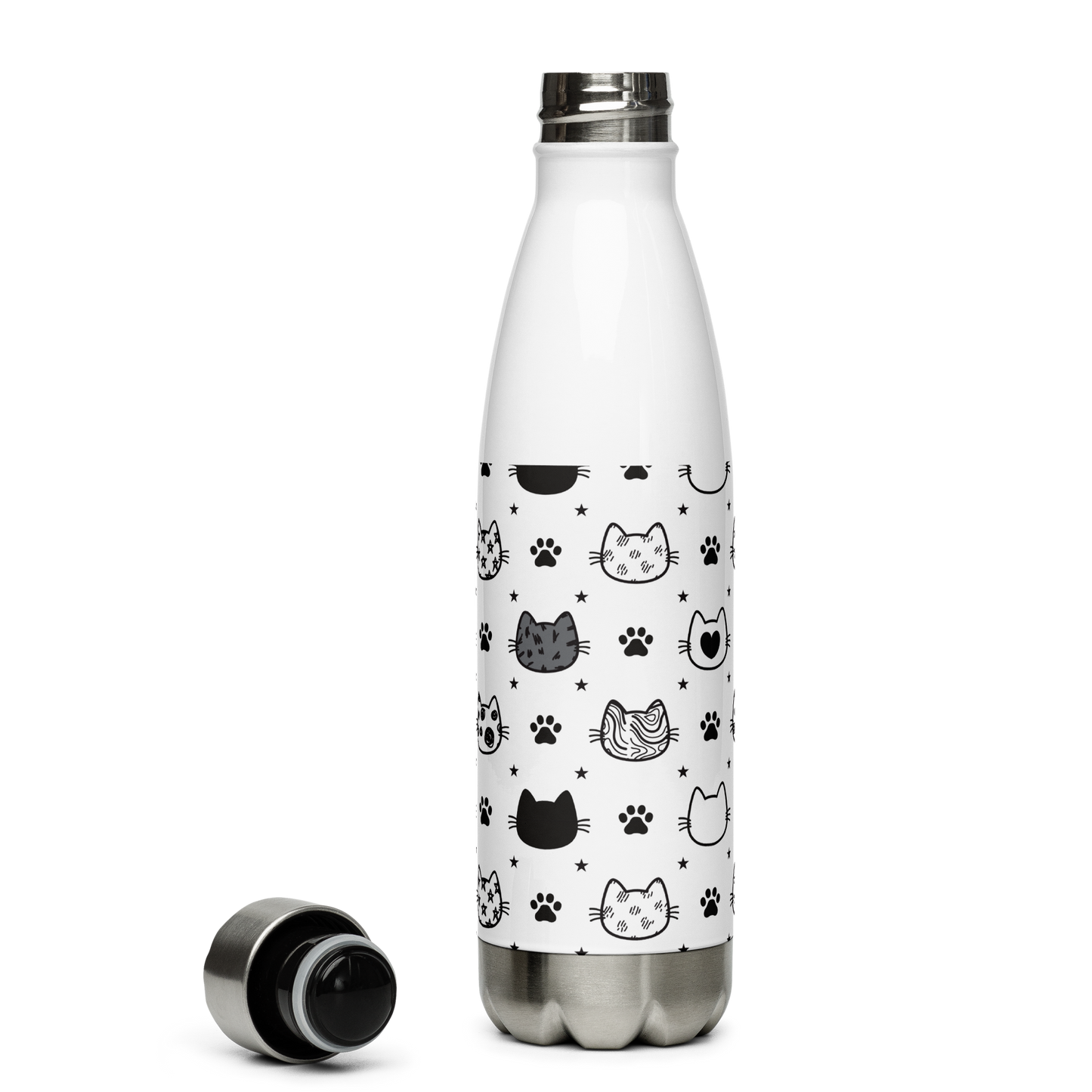 Cat Seamless Pattern Batch 01 | Seamless Patterns | Stainless Steel Water Bottle - #4