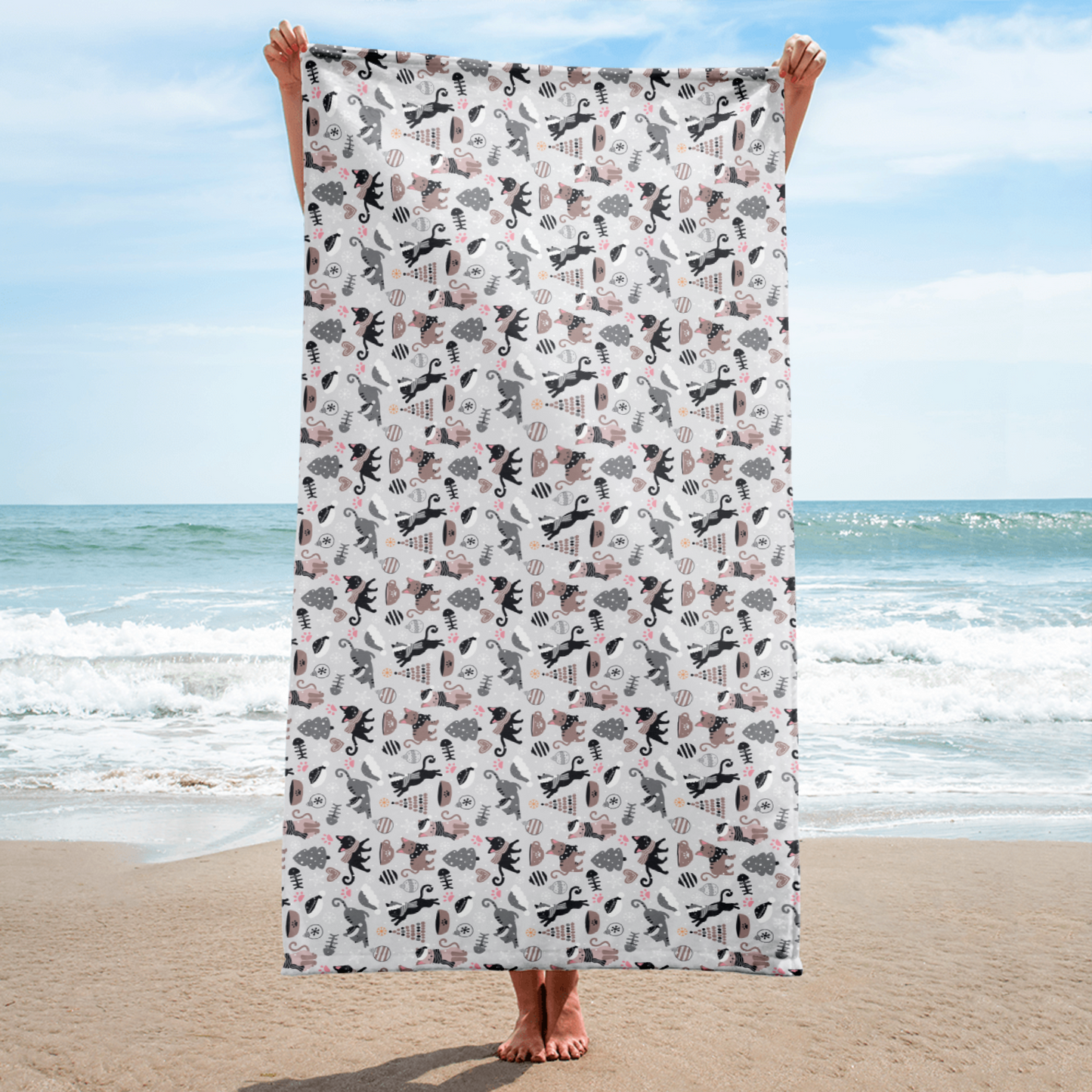 Winter Christmas Cat | Seamless Patterns | Sublimated Towel - #6