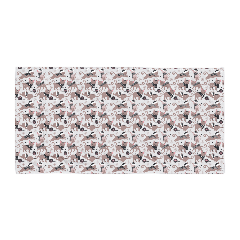 Winter Christmas Cat | Seamless Patterns | Sublimated Towel - #1