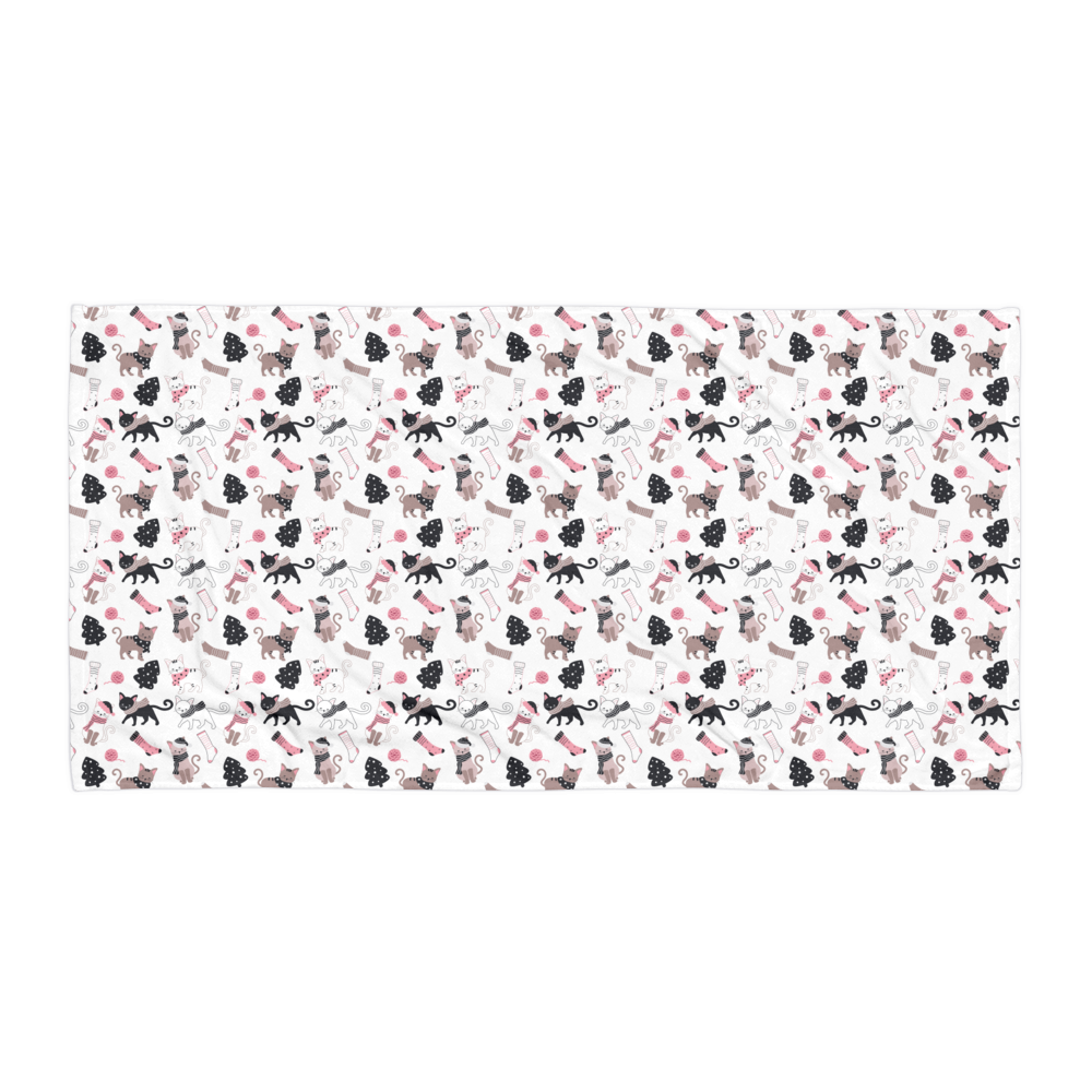 Winter Christmas Cat | Seamless Patterns | Sublimated Towel - #3