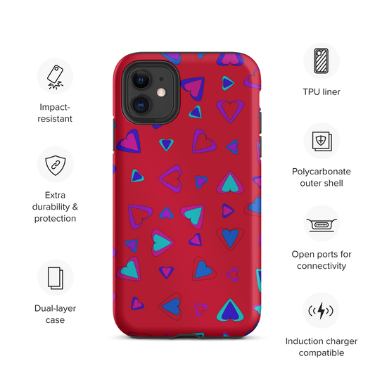Rainbow Of Hearts | Batch 01 | Seamless Patterns | Tough iPhone Case - #1