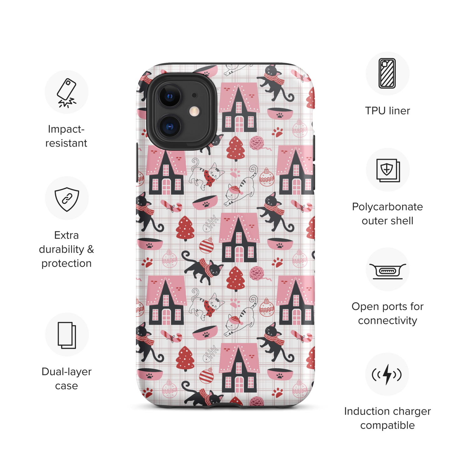 Winter Christmas Cat | Seamless Patterns | Tough iPhone Case - #5