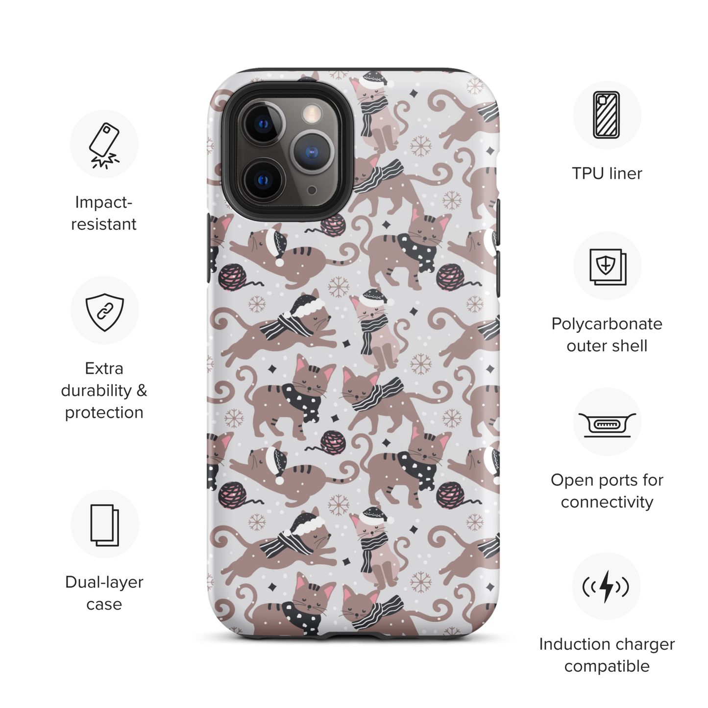 Winter Christmas Cat | Seamless Patterns | Tough iPhone Case - #1