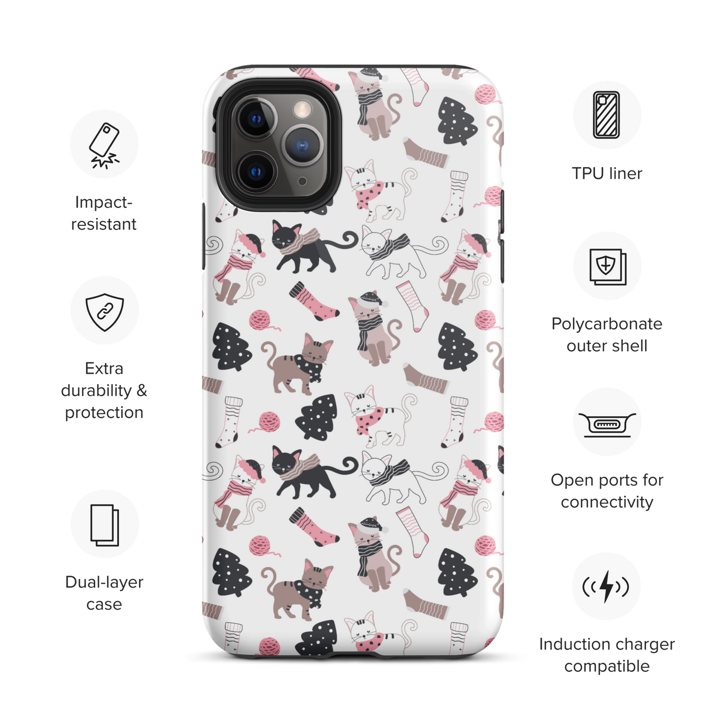 Winter Christmas Cat | Seamless Patterns | Tough iPhone Case - #3