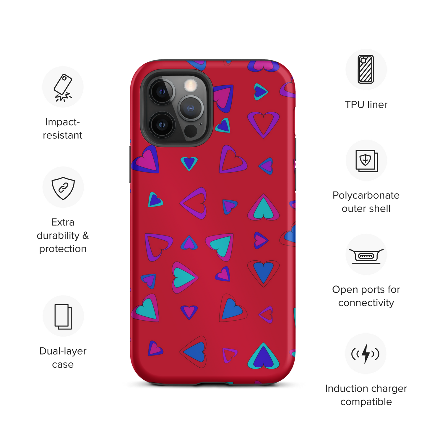 Rainbow Of Hearts | Batch 01 | Seamless Patterns | Tough iPhone Case - #1