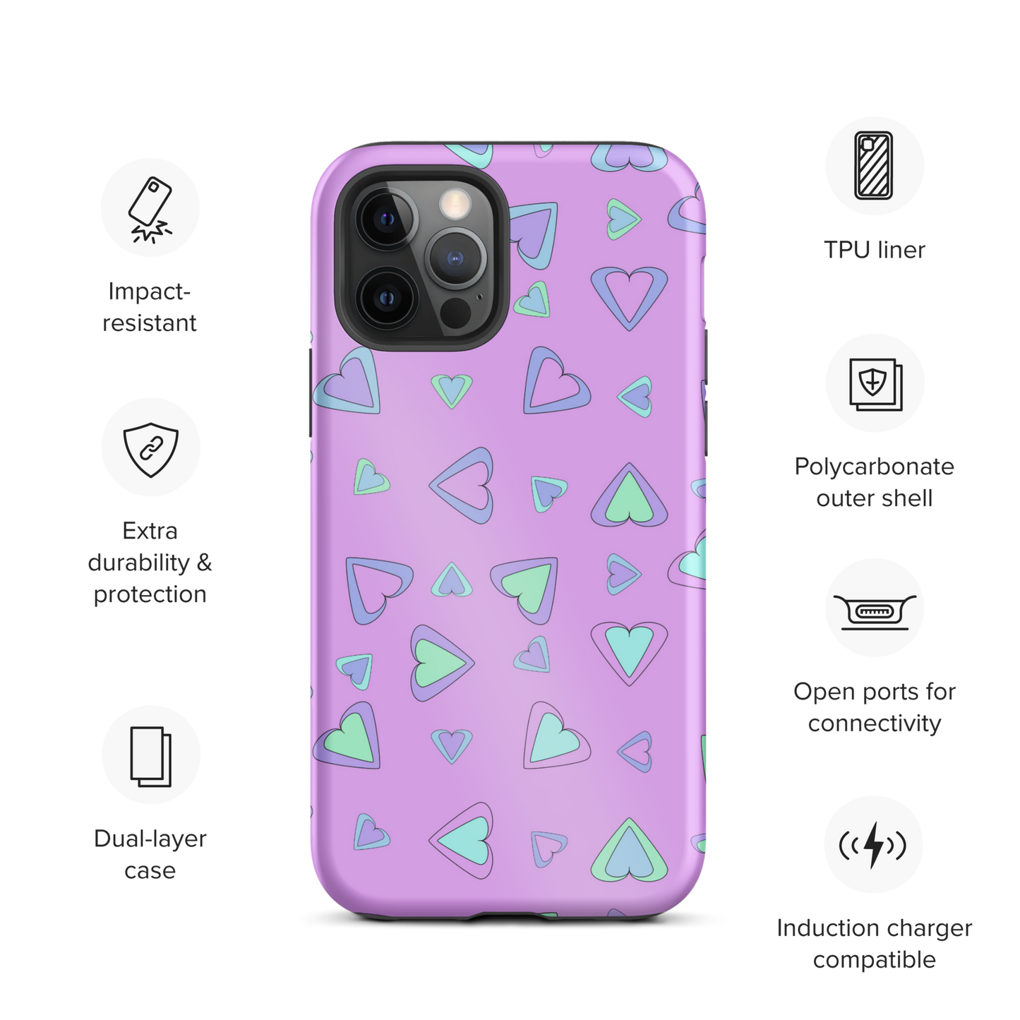 Rainbow Of Hearts | Batch 01 | Seamless Patterns | Tough iPhone Case - #5