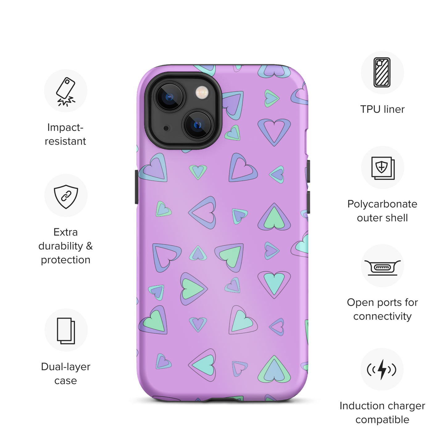 Rainbow Of Hearts | Batch 01 | Seamless Patterns | Tough iPhone Case - #5