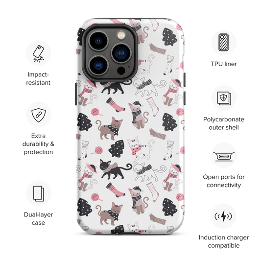 Winter Christmas Cat | Seamless Patterns | Tough iPhone Case - #3