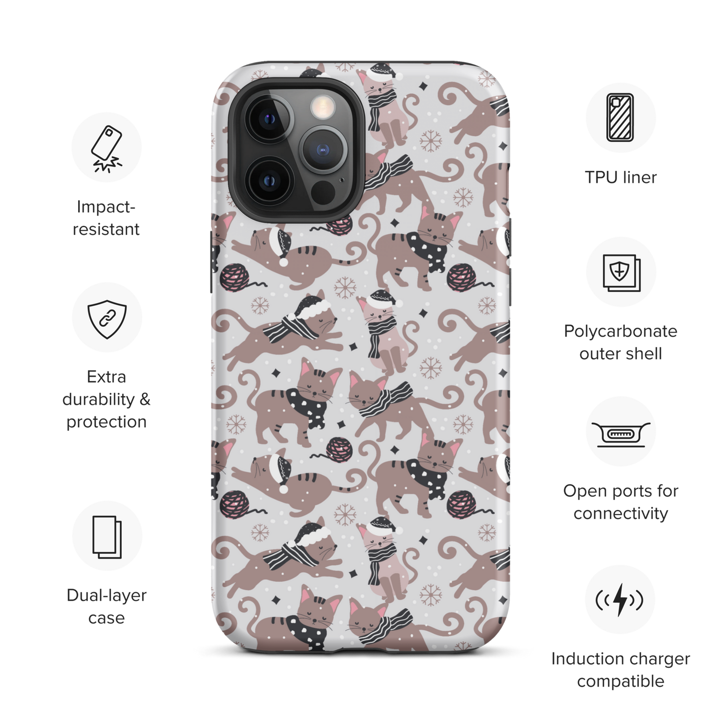 Winter Christmas Cat | Seamless Patterns | Tough iPhone Case - #1