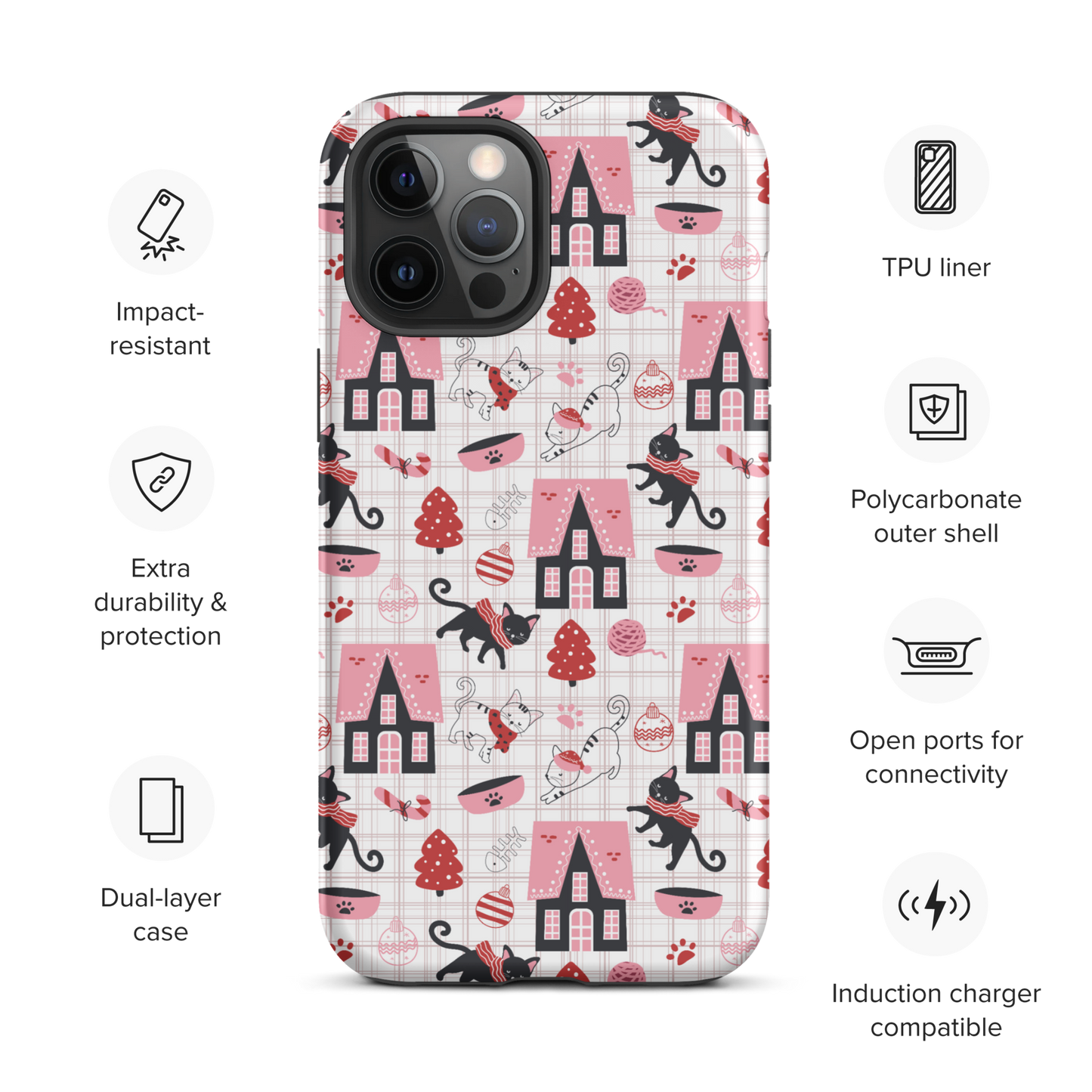 Winter Christmas Cat | Seamless Patterns | Tough iPhone Case - #5