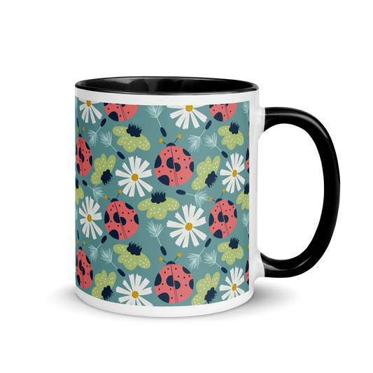 Scandinavian Spring Floral | Seamless Patterns | White Ceramic Mug with Color Inside - #2