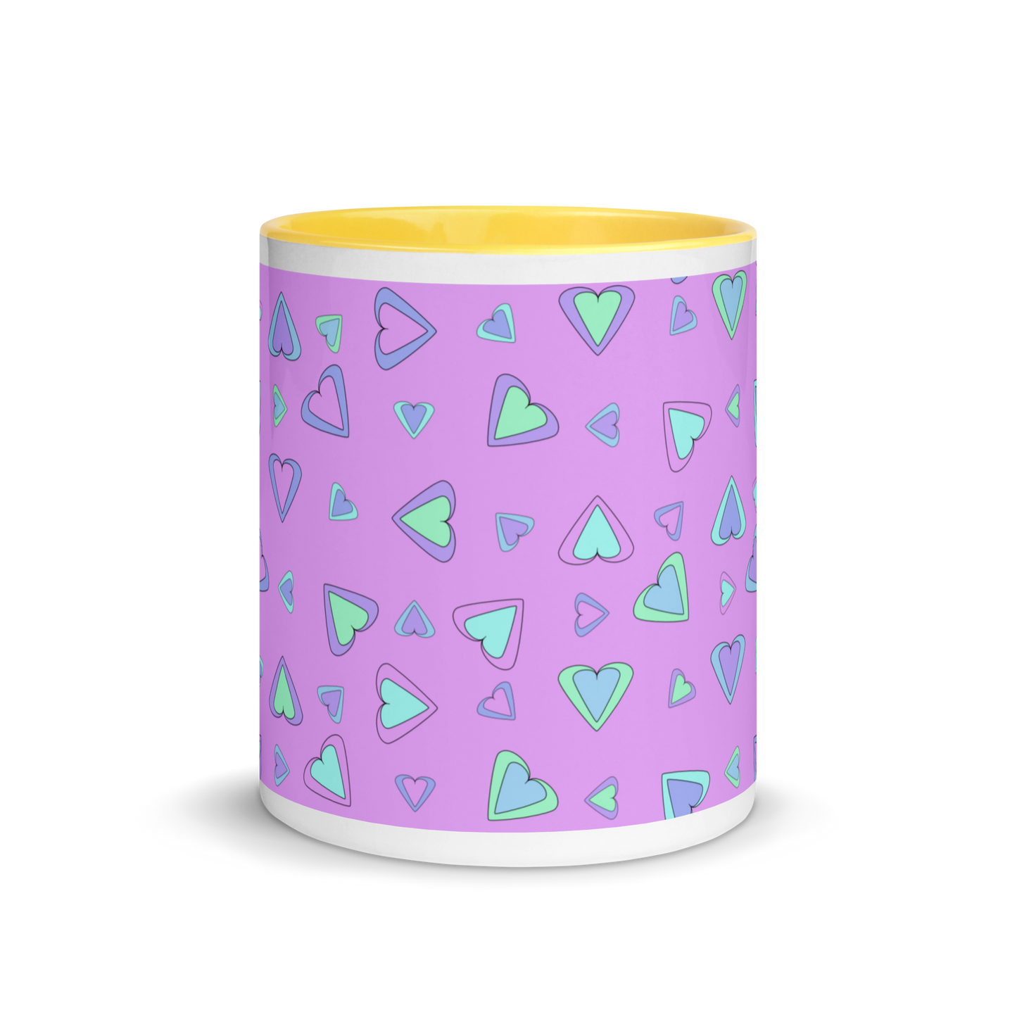 Rainbow Of Hearts | Batch 01 | Seamless Patterns | White Ceramic Mug with Color Inside - #5