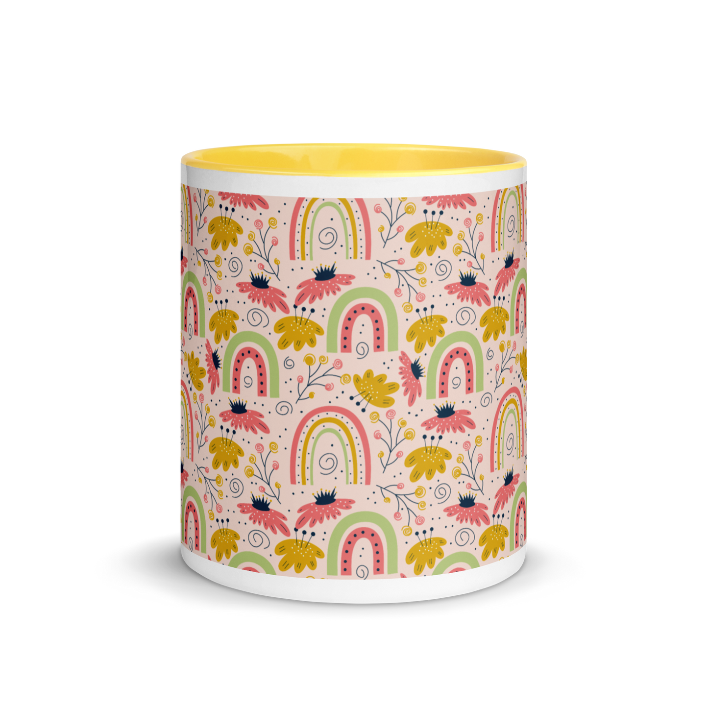 Scandinavian Spring Floral | Seamless Patterns | White Ceramic Mug with Color Inside - #7
