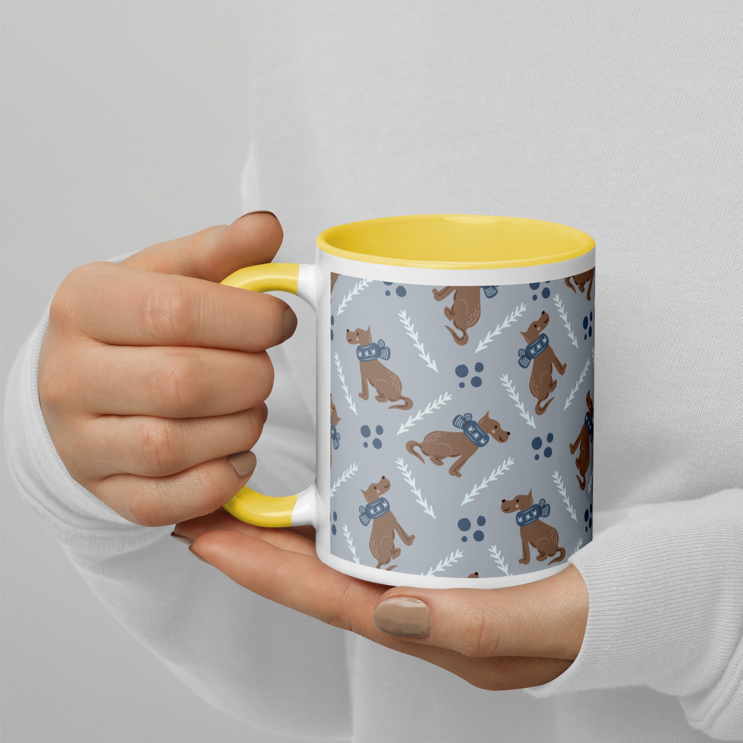 Cozy Dogs | Seamless Patterns | White Ceramic Mug with Color Inside - #4