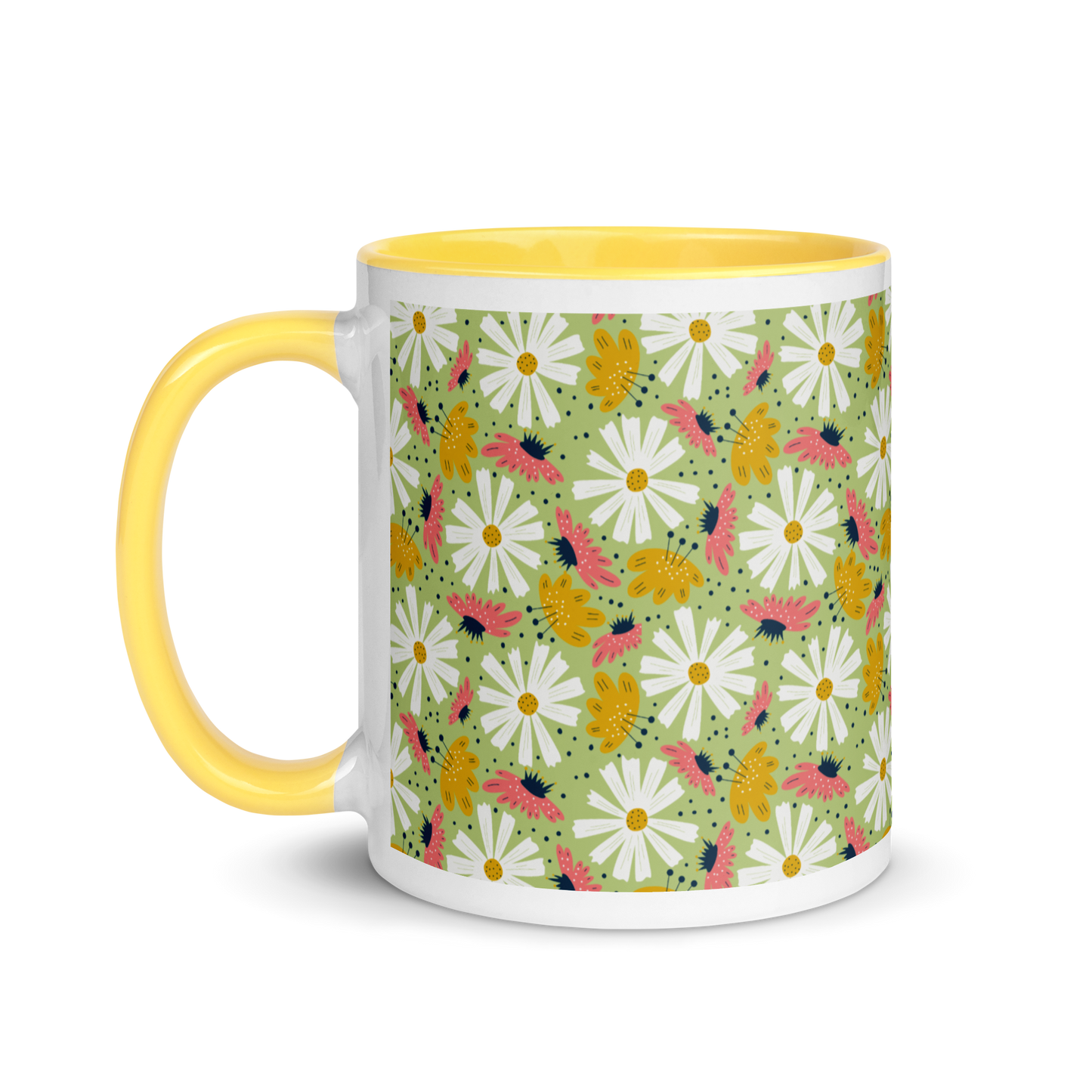 Scandinavian Spring Floral | Seamless Patterns | White Ceramic Mug with Color Inside - #4