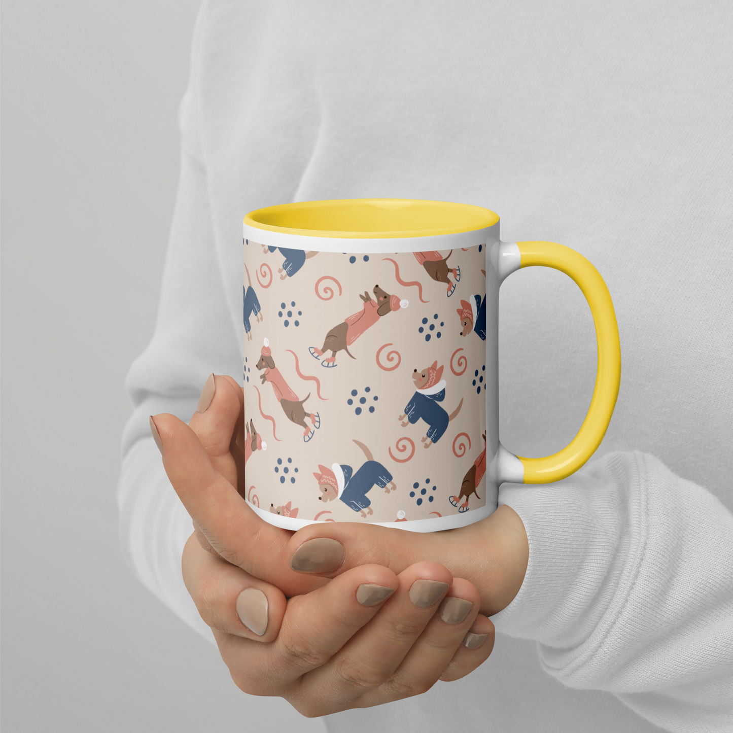 Cozy Dogs | Seamless Patterns | White Ceramic Mug with Color Inside - #12