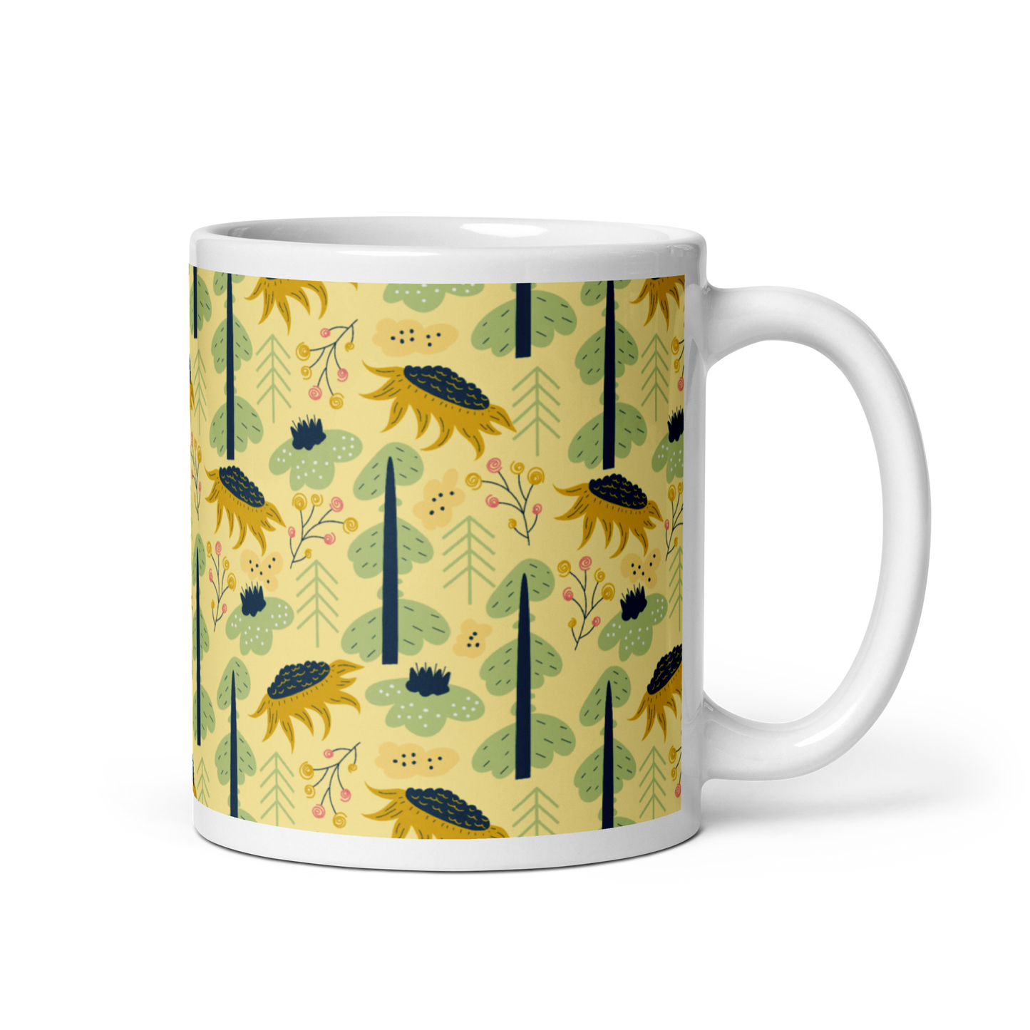 Scandinavian Spring Floral | Seamless Patterns | White Glossy Mug - #1