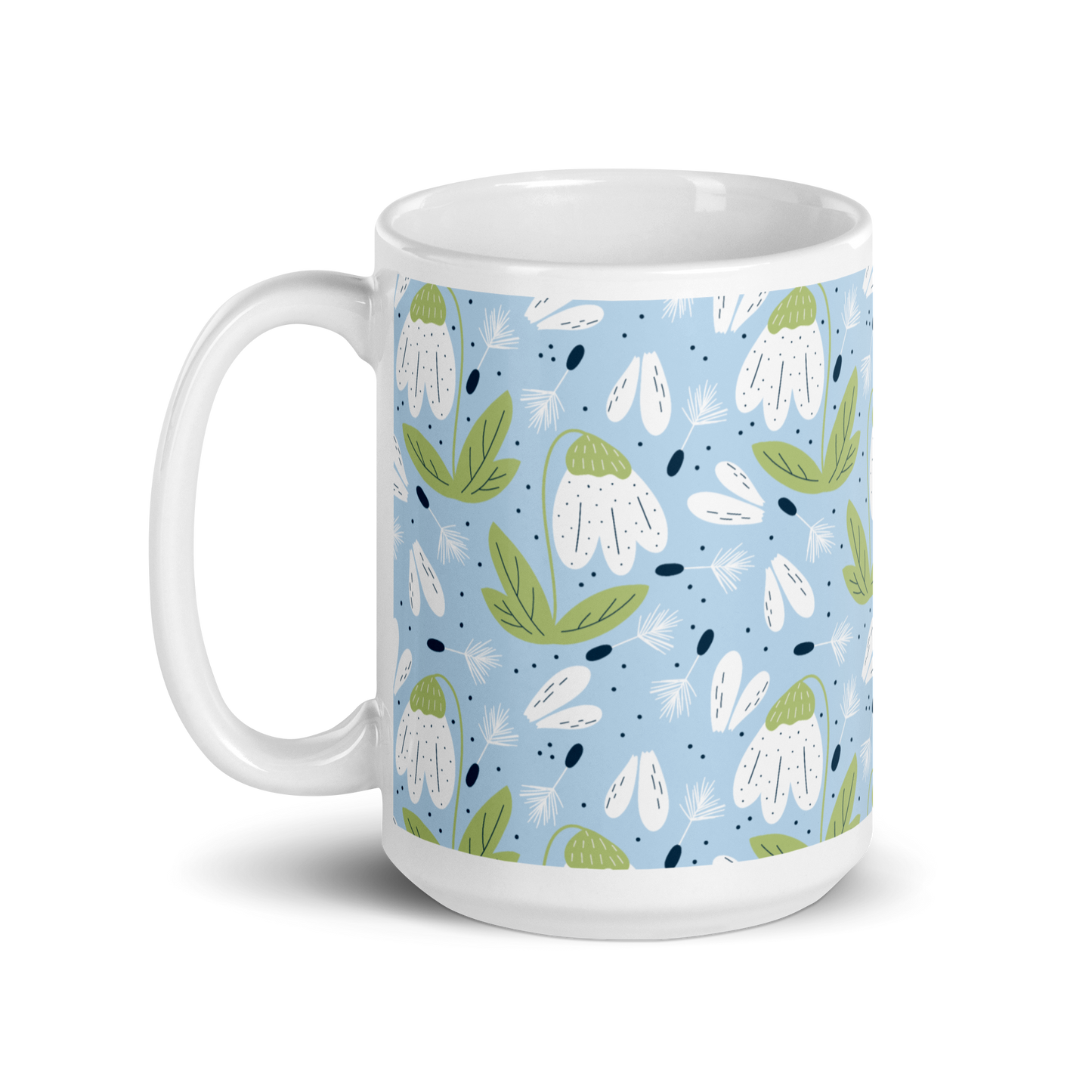 Scandinavian Spring Floral | Seamless Patterns | White Glossy Mug - #3