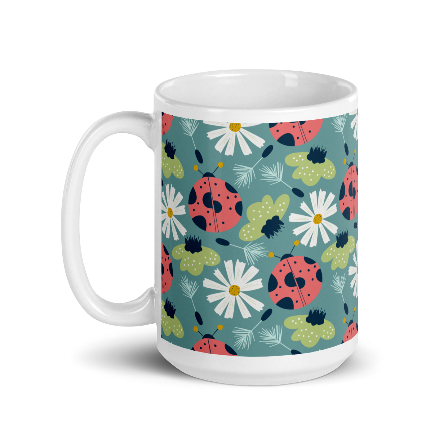 Scandinavian Spring Floral | Seamless Patterns | White Glossy Mug - #2