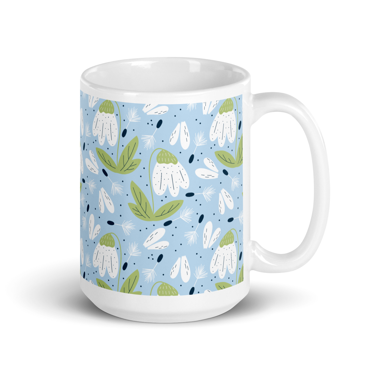 Scandinavian Spring Floral | Seamless Patterns | White Glossy Mug - #3